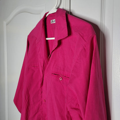 Alison Craig Size 14 Pink button up blouse long sleeve collared Cotton Blend