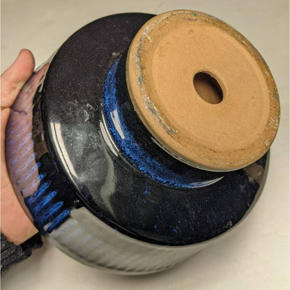 Otagiri Mercantile Company Dark Blue Glaze Ceramic Planter Pedestal Base Japan