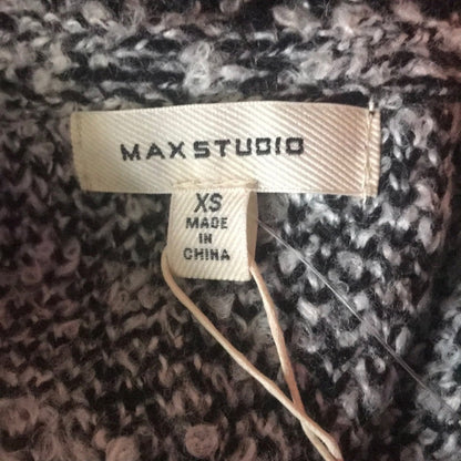Max Studio Black Grey Marled Knit Frayed Sweater Size XSmall