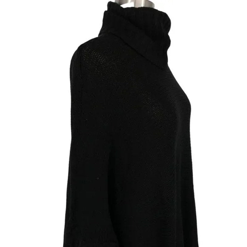 Cloth by Design Women's Turtleneck Poncho Sweater XS Extra Small Black NWT