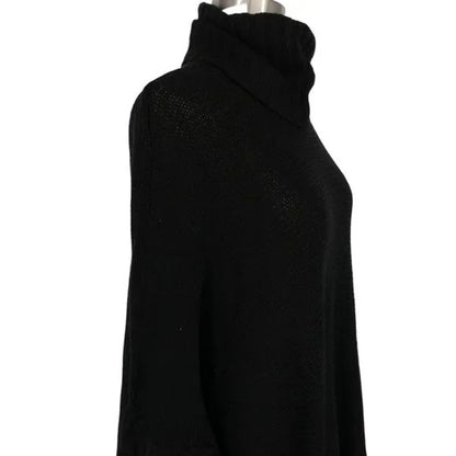 Cloth by Design Women's Turtleneck Poncho Sweater XS Extra Small Black NWT