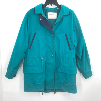Towne Vintage London Fog Long Sleeve Zip Front Coat Jacket Blue 1980's