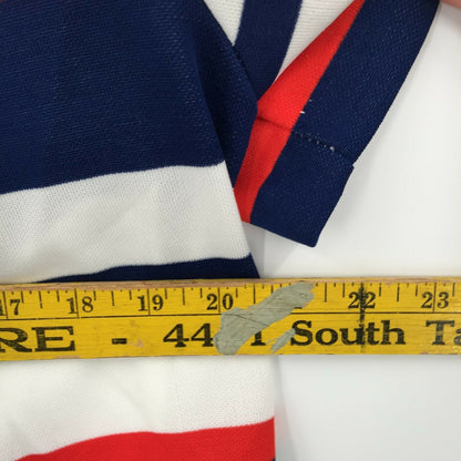 Vintage Red White Blue Patriotic Striped Casual Short Sleeve Open Front Jacket