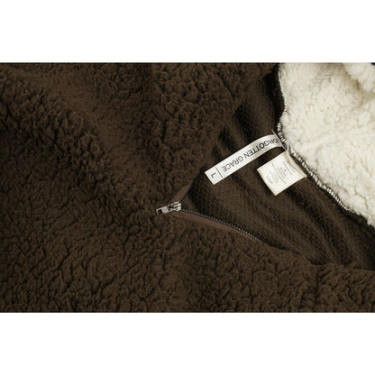 Forgotten Grace Faux Shearling Sherpa Pullover 1/4 Zip Hoodie Sz Large Brown NWT