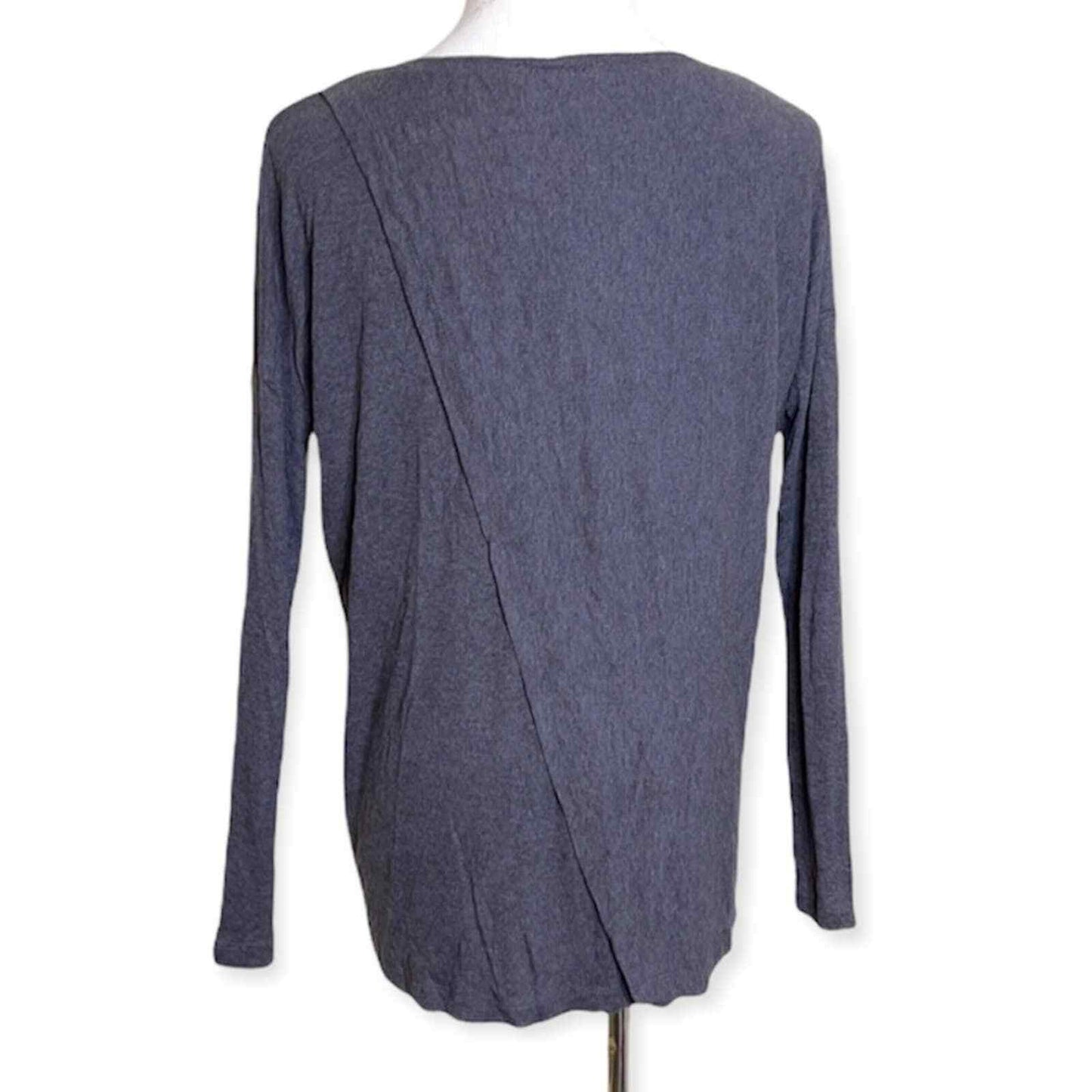 H by Bordeaux Split Back Pullover Rib Knit Sweater Top XS/Extra Small Gray NWT