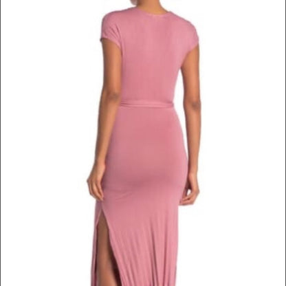Velvet Torch Cap Sleeve Faux Wrap Midi Dress Size Small