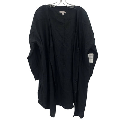Chelsea28 NWT Solid Black T-Shirt Dress Long Sleeve Size Large Linen Lightweight