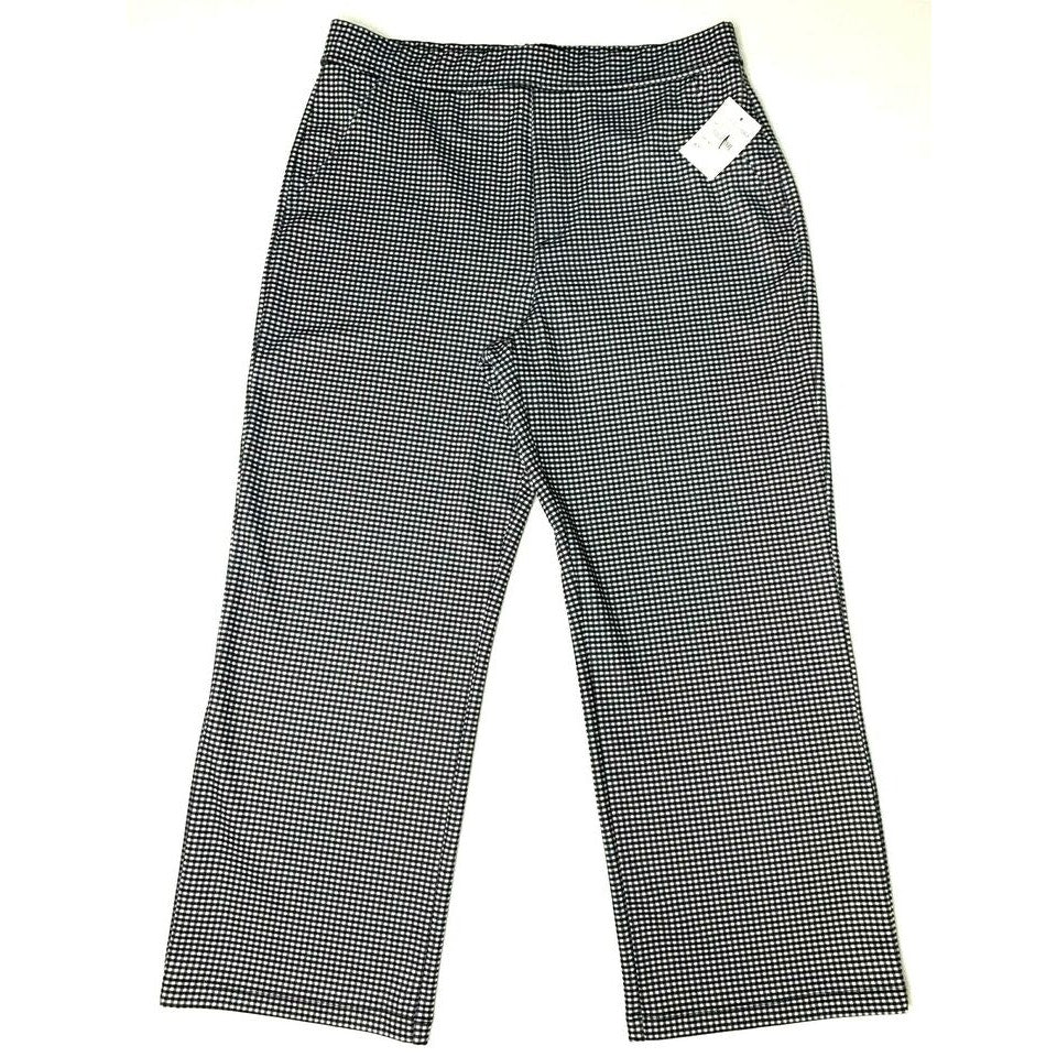Sanctuary Pull On Flat Front Stretch Crop Pants Plus Sz 3X Black Mini Check NWT