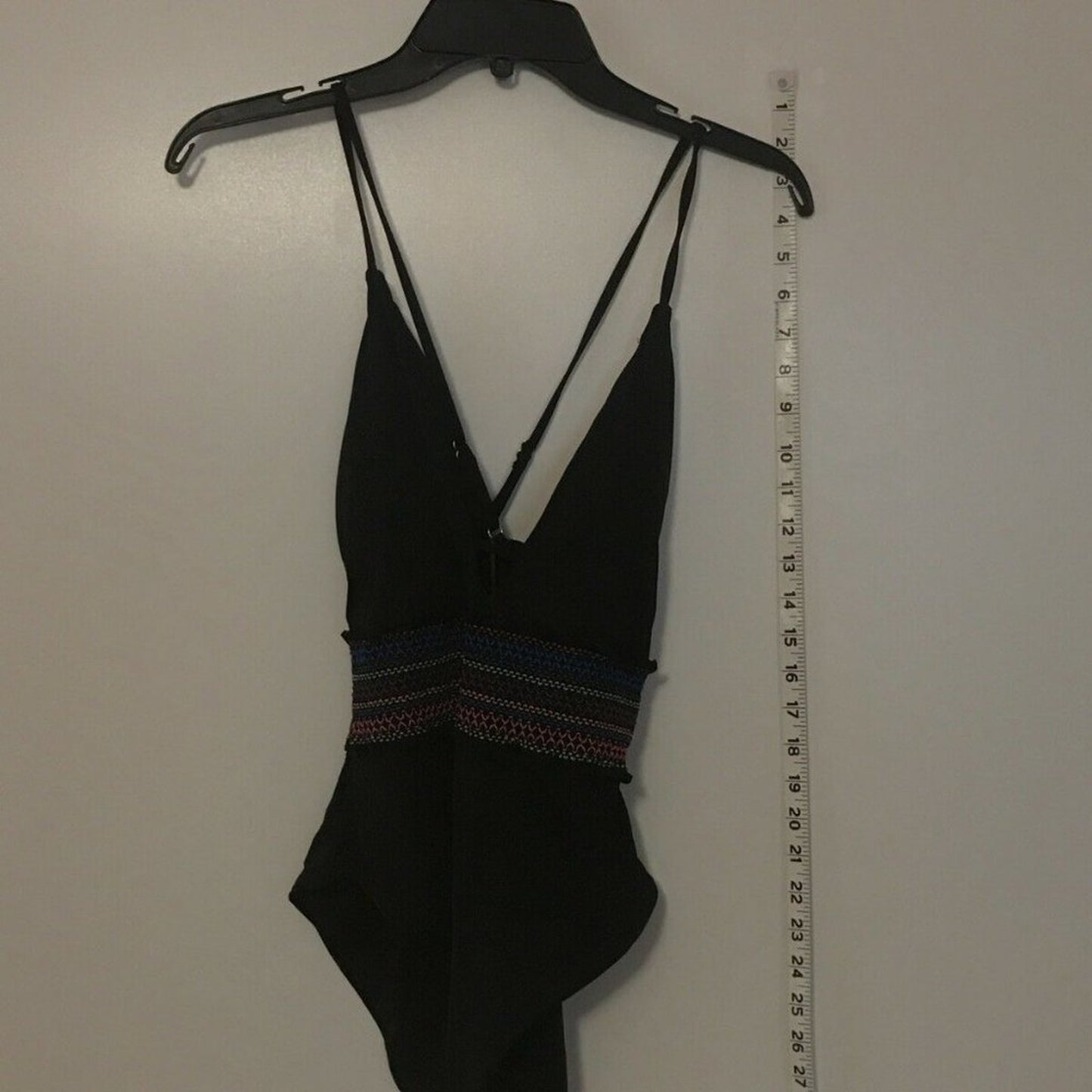 Bar III Smocked Plunging Neck One Piece Swimsuit Size Large