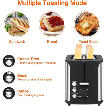 Bella 2 Slice Toaster Stainless Steel 5 Heat Settings Reheat Gluten Free Option