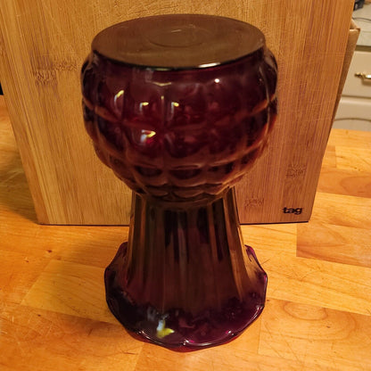 Anchor Hocking ROYAL RUBY Red Thistle Panel Bubble Pineapple Glass Vase 9" Vtg