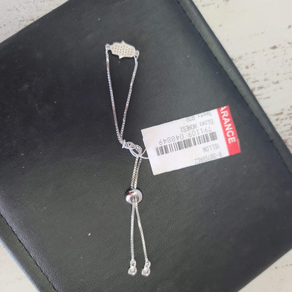 Nordstrom Silver Pave Hamsa Hand Pendant Bracelet adjustable slide