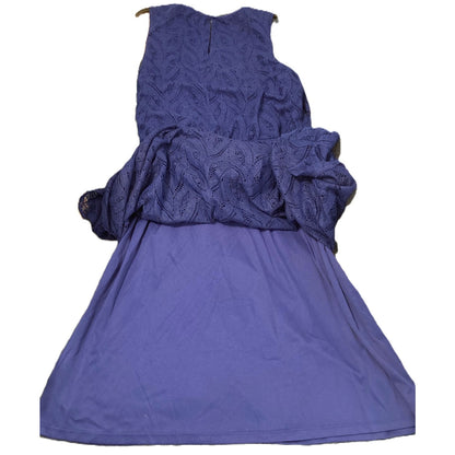 Sleeveless Peplum Waist Lace Overlay Maxi Dress Sz XL/Extra Large Blue