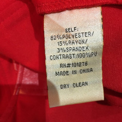 ICE  Sheath Dress Sleeveless Faux Leather Scoop Neck Back Zip Solid Red Size 4