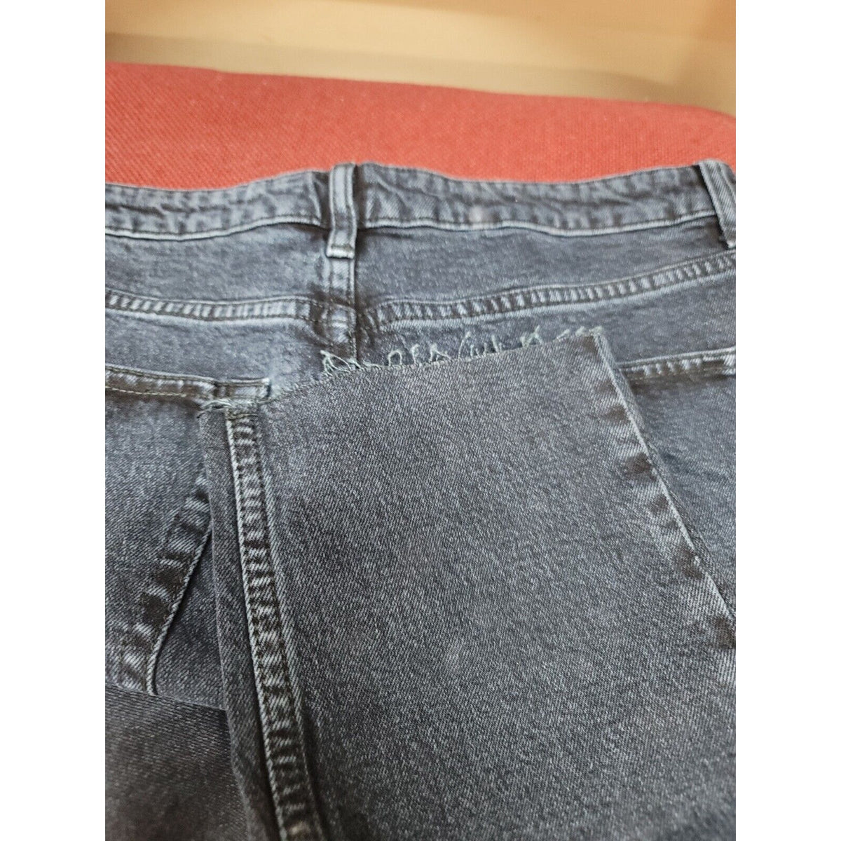 Topshop US 10 Petite Size 32 28 Length DARK Straight Leg Jeans Raw Hem Wash nEW