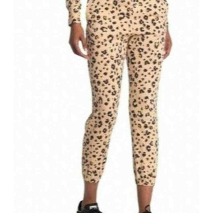 Love Fire Pull On Lounge Jogger Pants Size Medium Tan Animal Print NWT