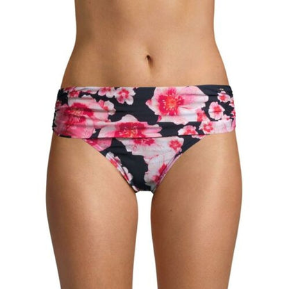 DKNY NWT Navy Floral Print Fold-Over Bikini Swim Bottom Size Large