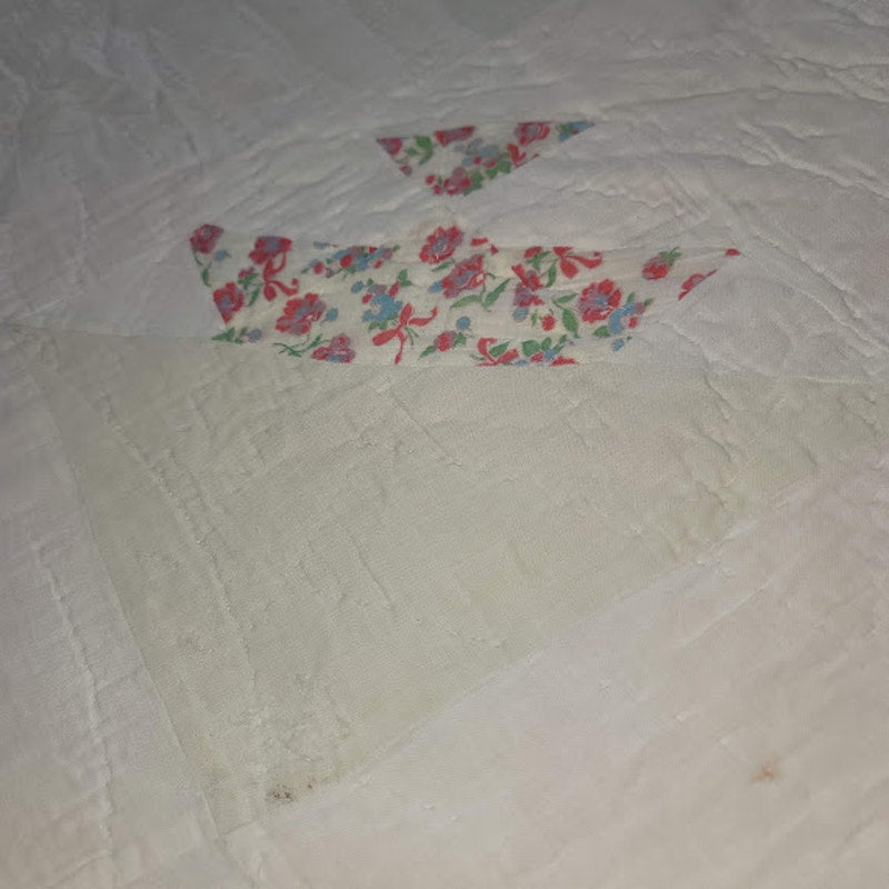 Vintage Handmade Quilt Full or Twin Bedspread Blanket Farmhouse Cabin 53" X 74"