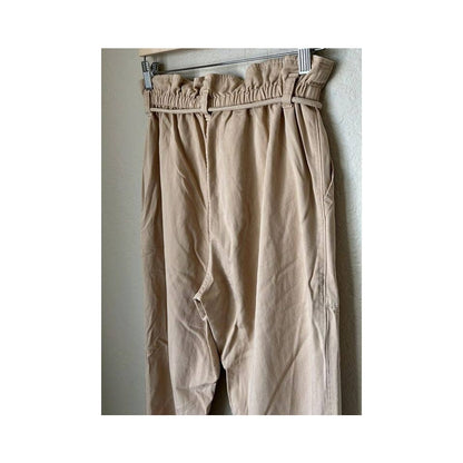 Topshop Women's Paperbag Waist Drawstring Cuffed Pants Size 4/US Khaki / Tan NWT