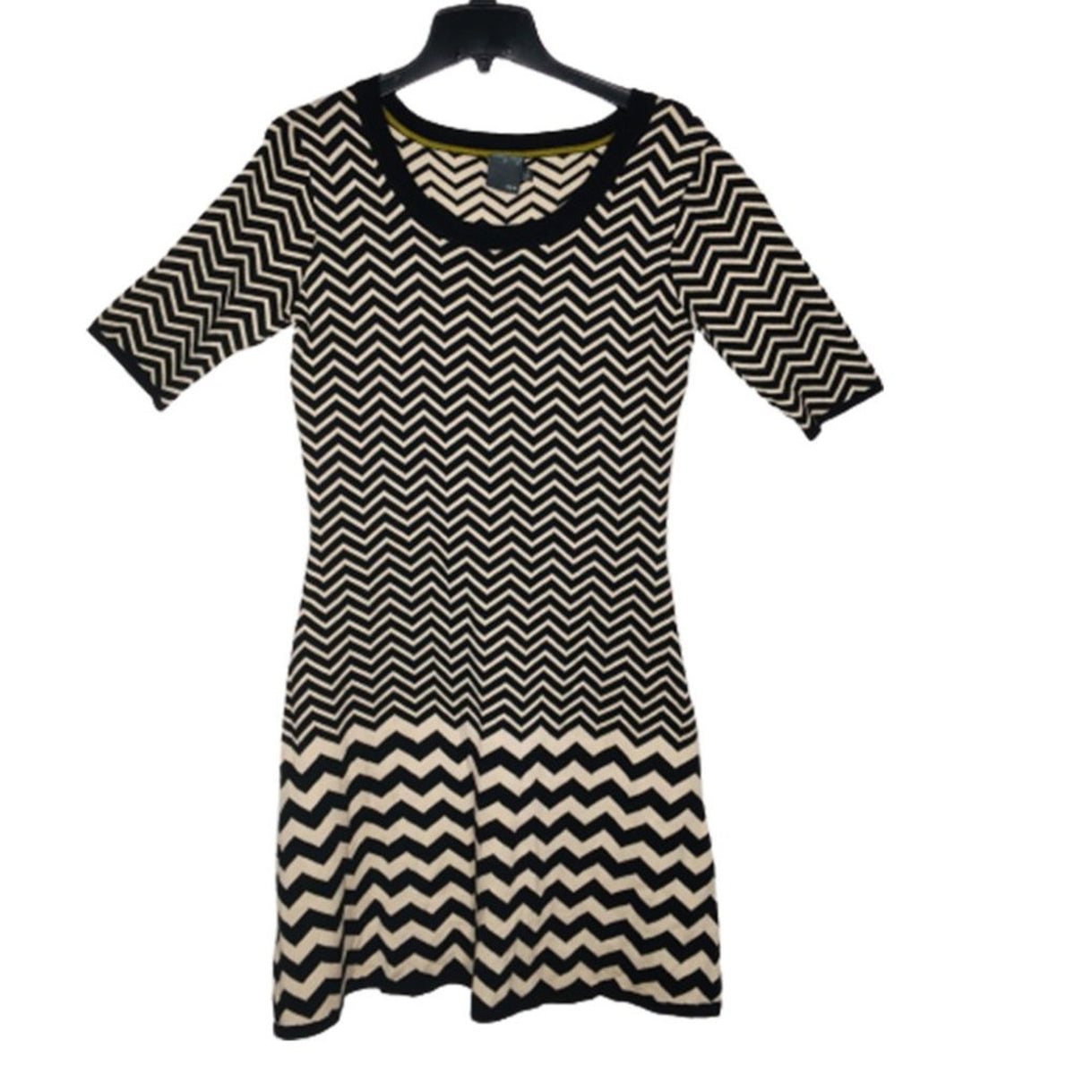 Gabby Skye Sweater Knee Career GEOMRTRIC Dress Short Sleeve Multi-Color Medium
