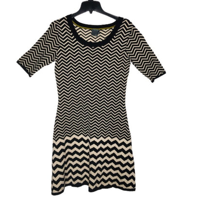Gabby Skye Sweater Knee Career GEOMRTRIC Dress Short Sleeve Multi-Color Medium