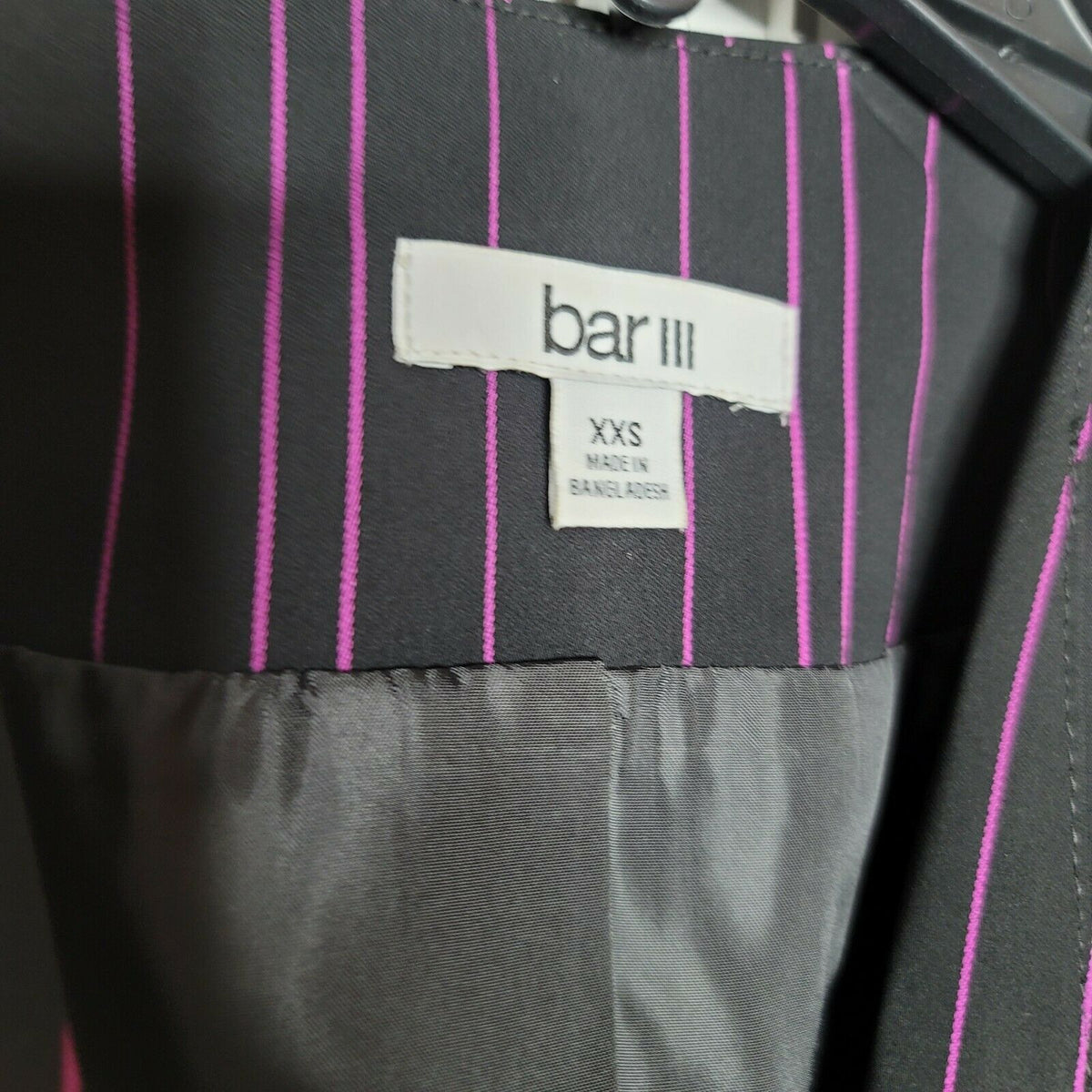 Bar III Open-Front Blazer Jacket Long Sleeve Striped Black/Begonia Career XXS