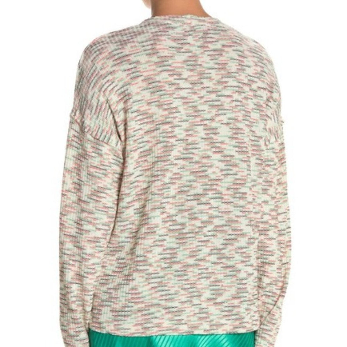 Codexmode Pullover Sweater Long Sleeve V- Neck Space Dye Green Multi Size Large