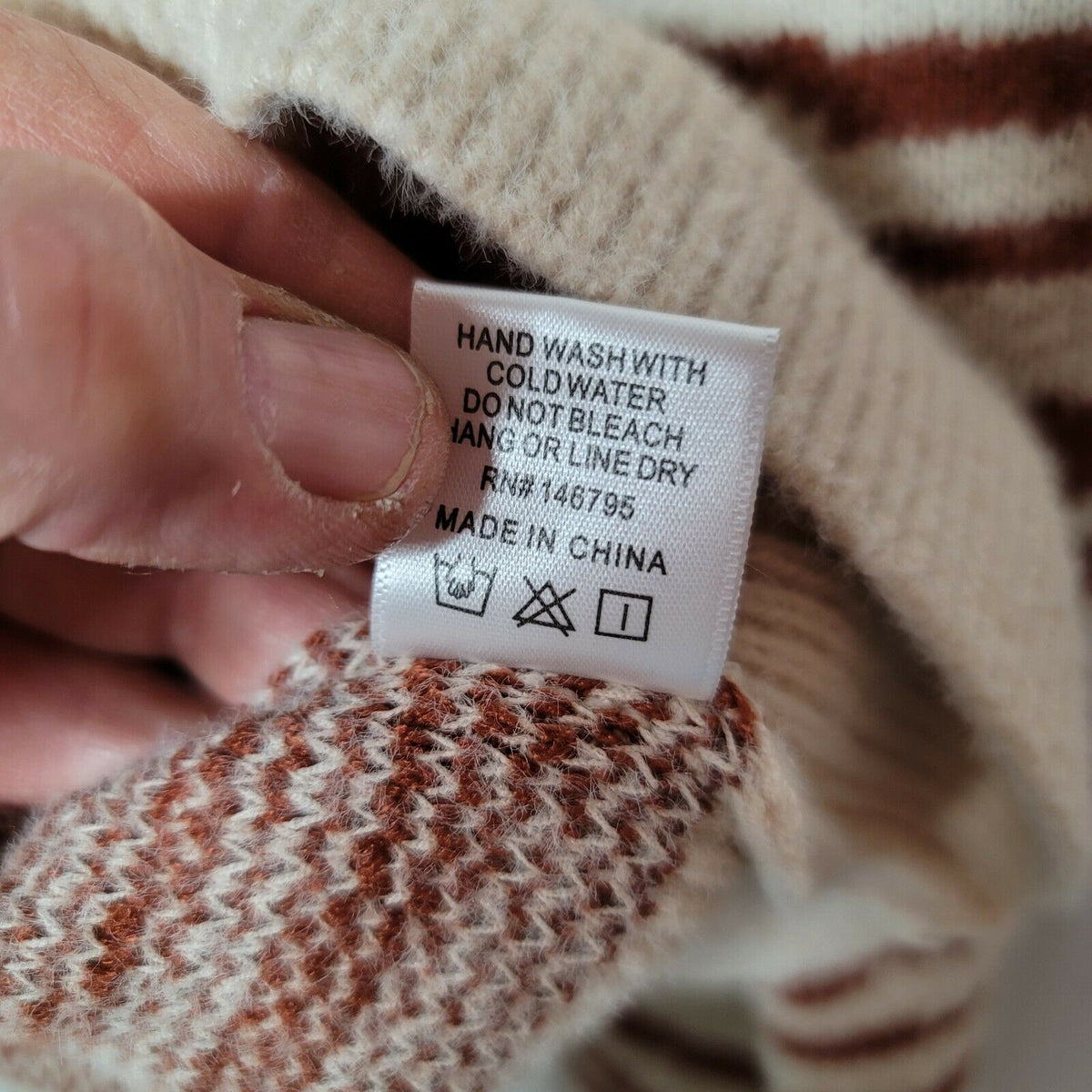 4SI3NNA Pullover Sweater Long Sleeves Crew Neck Rebecca Zebra Ivory Brown Medium