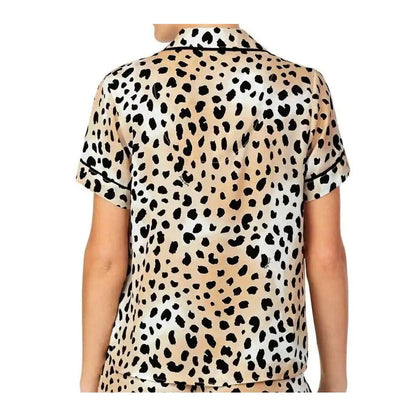Shady Lady Animal Print Short Sleeve Pajama Top Sz XS/Extra Small in Brown NWT
