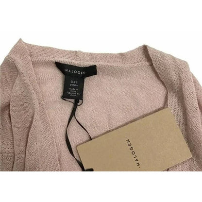 Halogen Open Front Knit Cardigan Sweater XXS Petite Pink Chintz NWT Linen Blend