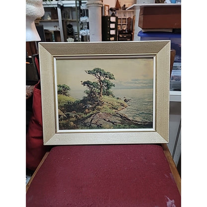 Robert Wood "Pacific Coast" Vintage WOOD Framed Reproduction Print 16" X 16" mCM