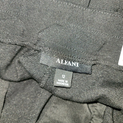 Alfani Cropped Wide Leg Culottes Pants High Rise Black Belted Zippered Size 12