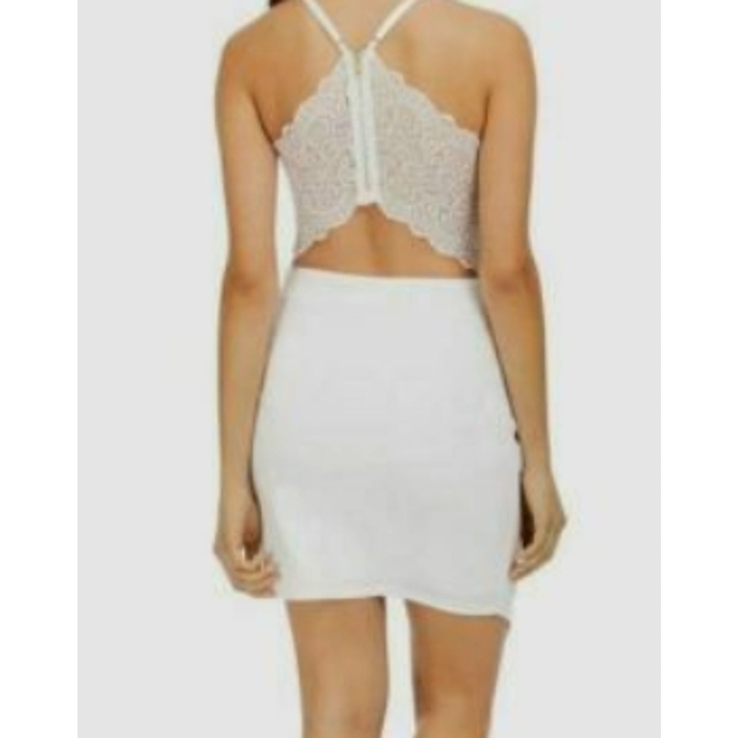 Love Nickie Lew Junior Glitter Knit Scallop Lace Back Dress Size Small Ivory NWT