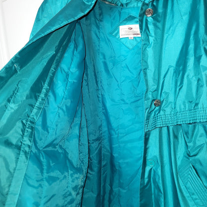 Vintage Worthington Essentials 16W Raincoat Trench Coat Jacket Teal Lined