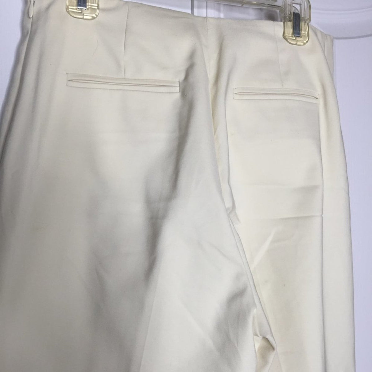 Randy Kemper Flared Leg Dress Pants Side Zip Mid Rise Ivory Size 4 Waist 28
