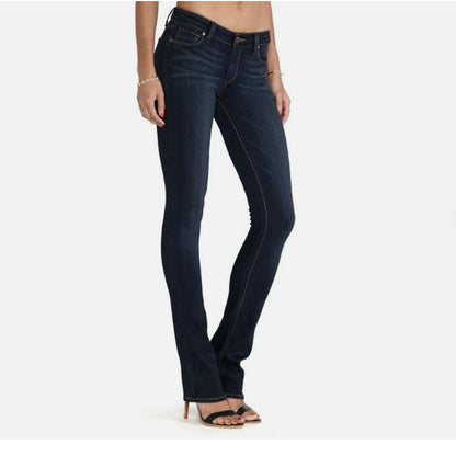 Paige Women's Manhattan Mid Rise Slim Bootcut Jeans Size 24 DARK Blue NWT