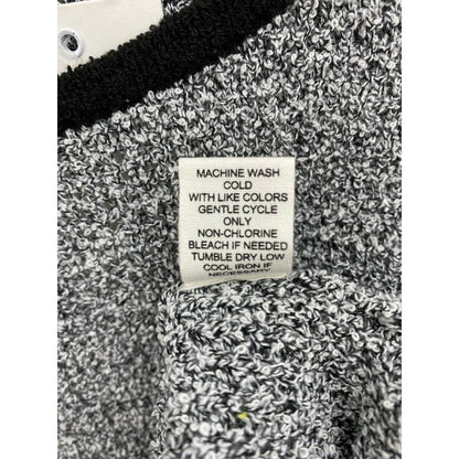 Ady P Marl Boucle Scoop Neck High Low Pullover Sweater Sz Medium Black&White NWT