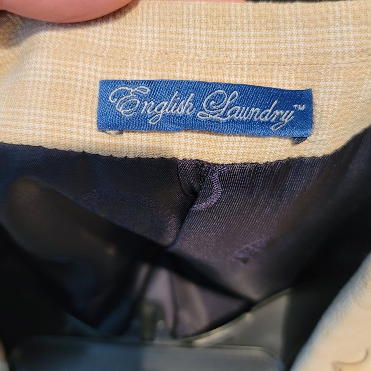 English Laundry Plaid Sport Blazer Single Vents 38R Cream Tan Casual Business
