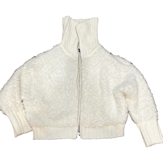 Love Tree Full Zip Cable Knit Collar Fuzzy Cardigan Sweater Sz Medium Ivory NWT