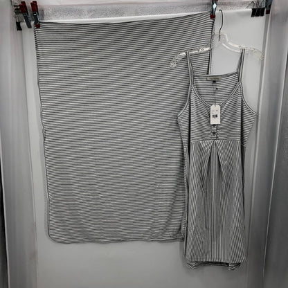Angel Maternity Large Gray White  Sleeveless Dress Birthing Swaddle Blanket Set