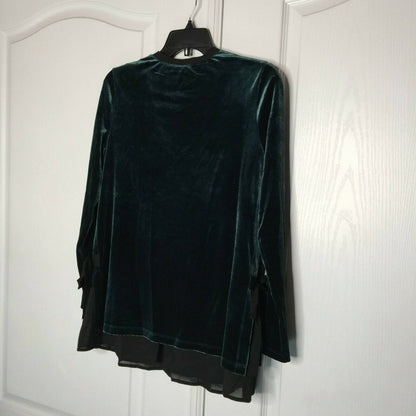 Nic+zoe Felicity Velvet Side Tie Blouse Top Three-Quarter Sleeves V-Neck Small