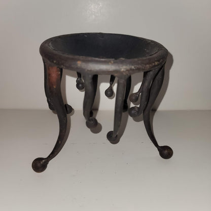 Brutalist Cast iron forged candle holder smudge pot incense burner MCM Art