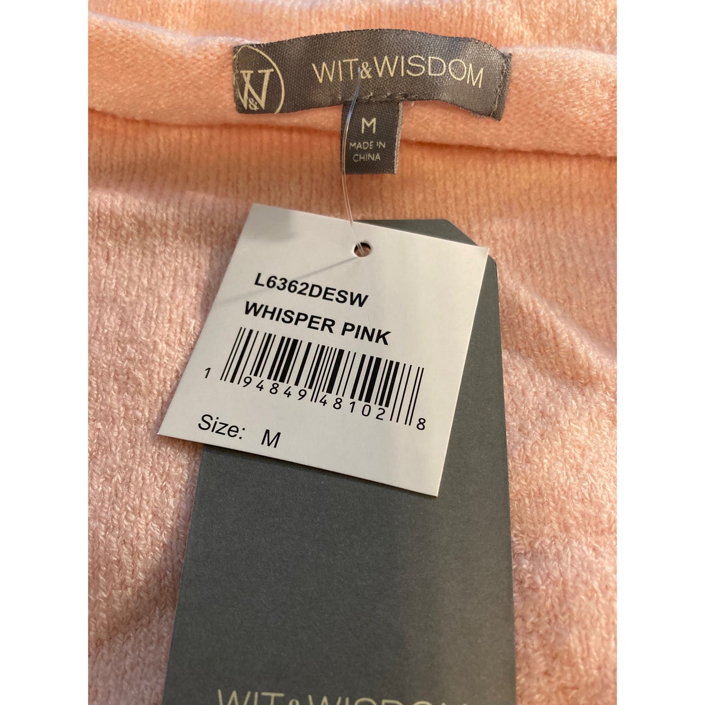 Wit & Wisdom Cable Knit Star Sweater Size Medium in Whisper Pink NWT