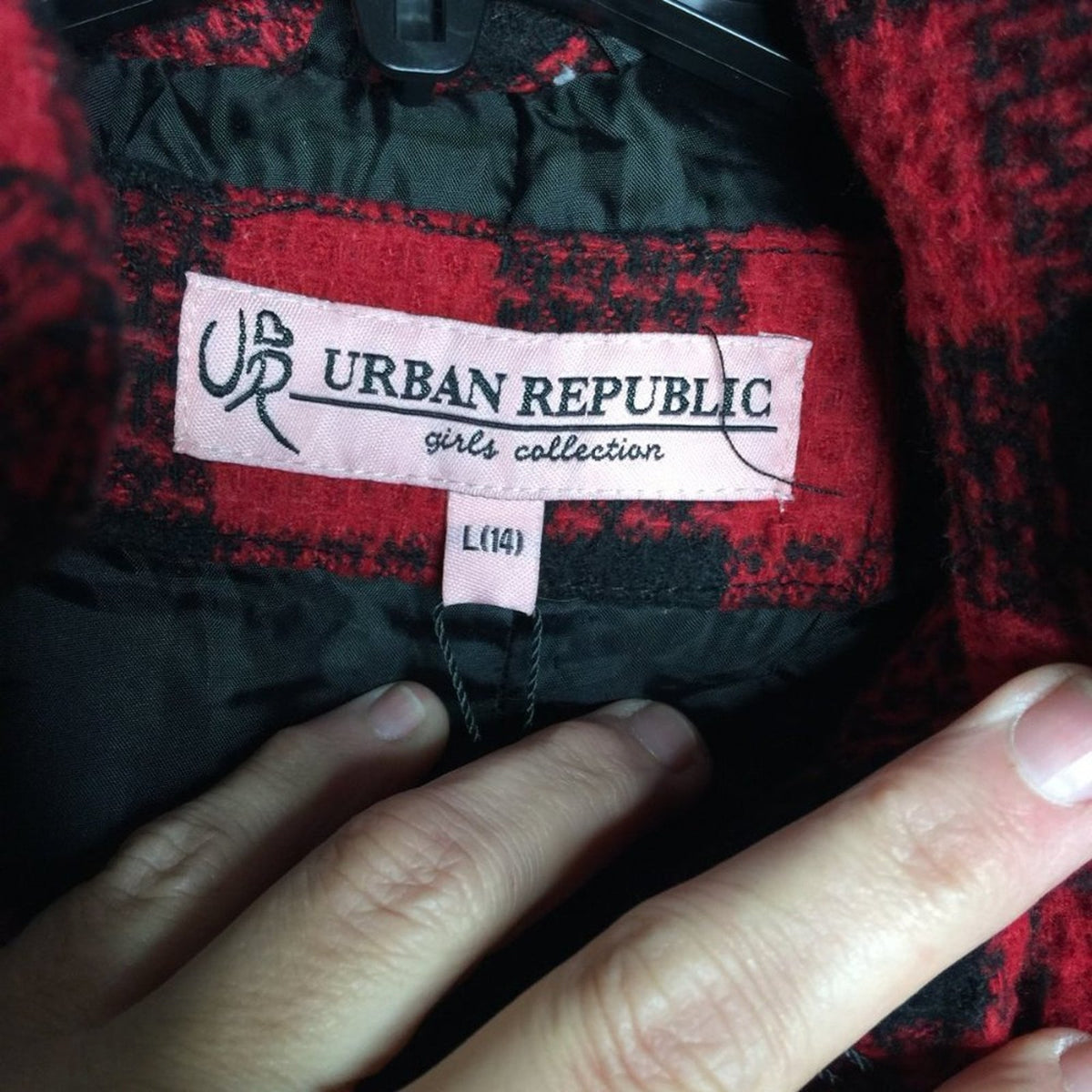 Urban Republic Double Breasted Plaid Coat Faux Fur Lined Size Large