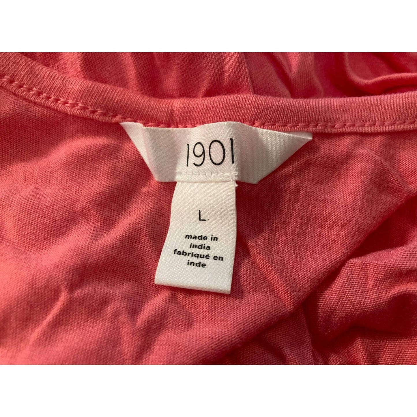1901 V-Neck Crochet Flutter Sleeve Pullover Top Sz Large Pink NWT