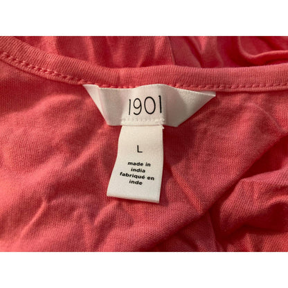 1901 V-Neck Crochet Flutter Sleeve Pullover Top Sz Large Pink NWT