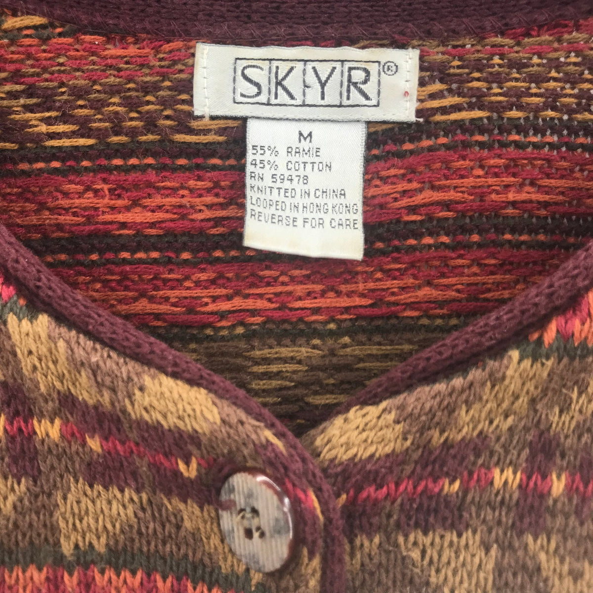 SKYR Long Sleeve Tribal Warm tone Cardigan Sweater Aztec Print Multicolor Medium