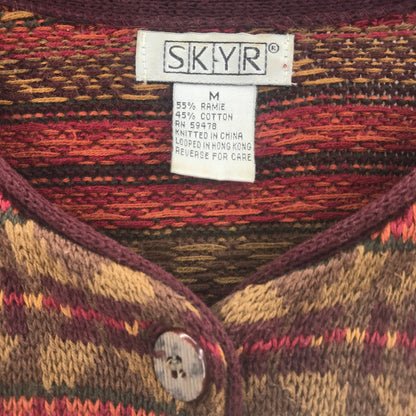 SKYR Long Sleeve Tribal Warm tone Cardigan Sweater Aztec Print Multicolor Medium