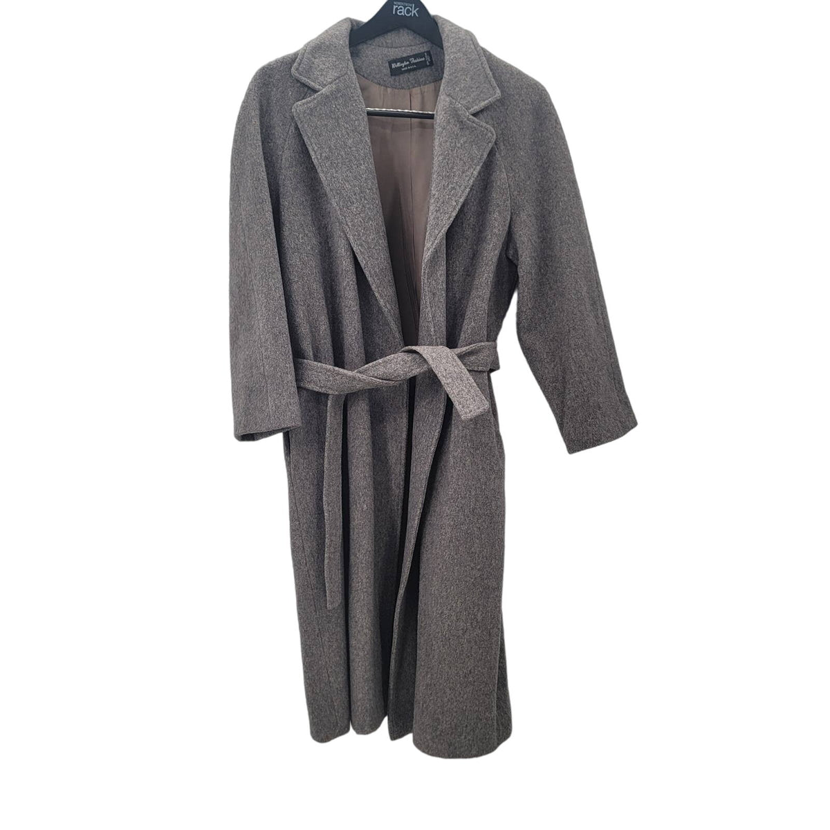 Wellington Fashions Vintage wool coat trench lined belt Women's XL Overcoat