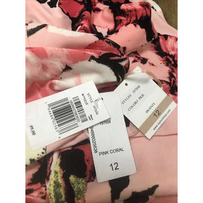 Taylor NWT Floral Scuba Fit & Flare Mini Dress Sleeveless Pink Coral Size 12